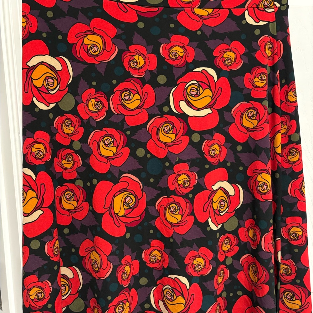 LuLaRoe Red and Yellow A-Line Midi Skirt Wrap
